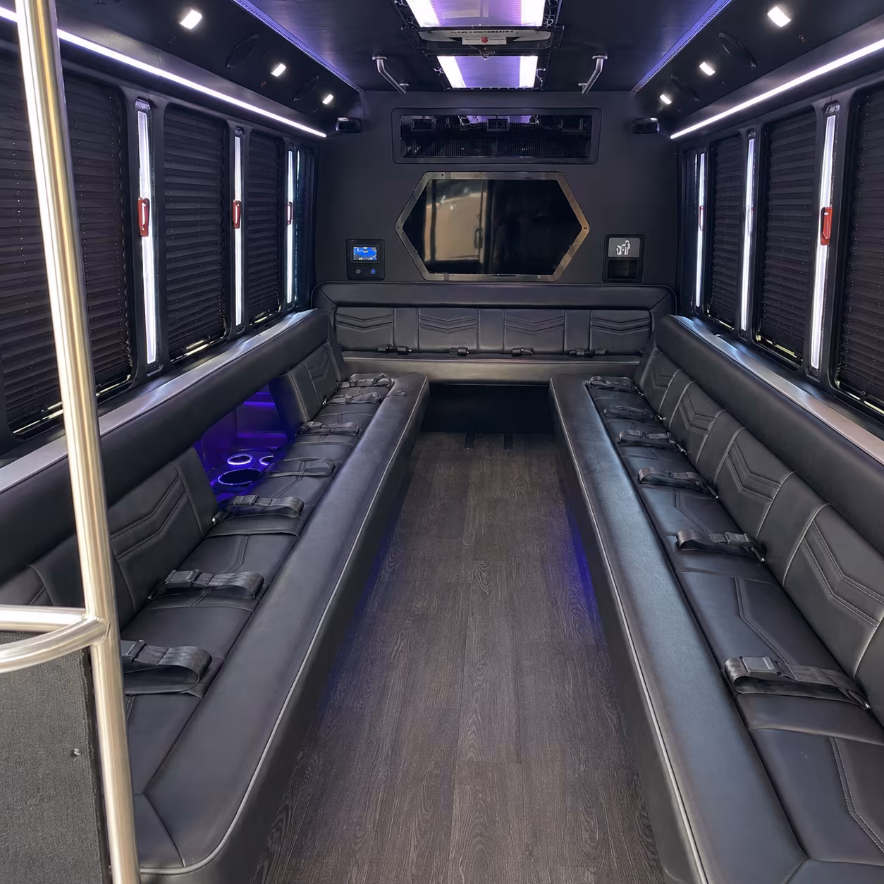 margate 18 passenger party bus interior