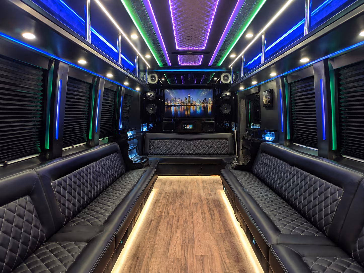 margate 25 passenger party bus interior